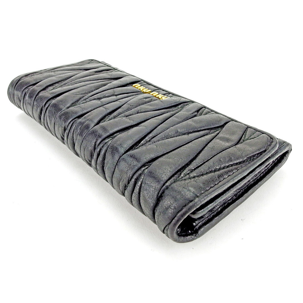 Miu Miu zipper Wallet leather accessory Matelass Black long - Picture 4 of 6